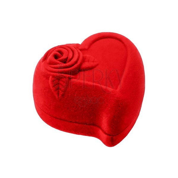 Geschenkschachtel für zwei Ringe oder Ohrringe, rotes Herz mit Rose