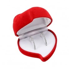 Geschenkschachtel für zwei Ringe oder Ohrringe, rotes Herz mit Rose