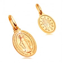 14K Gelbgoldanhänger - ovales Medaillon mit Jungfrau Maria