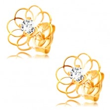 Diamantohrringe aus 14K Gelbgold - Blumenkontur mit Briallanten