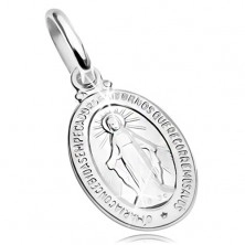14K Weißgoldanhänger - ovales Medaillon mit Jungfrau Maria