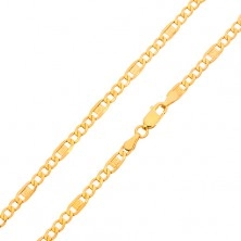Goldkette - drei ovalförmige Augen, Glied mit griechischem Schlüssel, 550 mm
