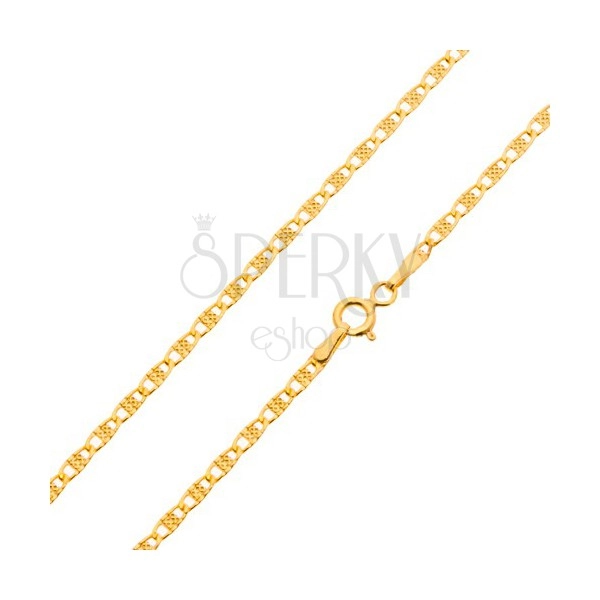 14K Goldhalskette, ovale Kettenglieder mit Gitterrechteck, 500 mm