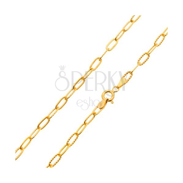 Armband aus 585 Gelbgold - glatte und gerillte ovale Glieder, 200 mm