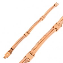Armband aus Chirurgenstahl, kupferfarbene Glieder mit griechischem Schlüssel