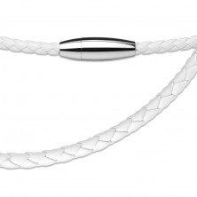 Weißes geflochtenes Bändchen aus Kunstleder, rundes Magnetverschluss
