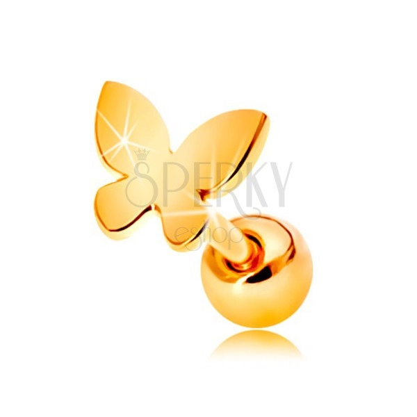585 Goldpiercing fürs Ohr - flacher Schmetterling mit glänzender Oberfläche