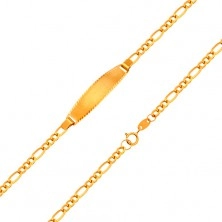 Armkette mit mattem Plättchen aus 18K Gelbgold - Figaro-Muster, 155 mm