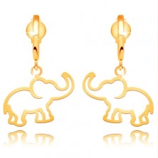 Ohrstecker aus 14K Gelbgold - hängende Elefantenkontur am Bogen