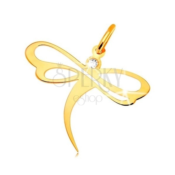 Diamantanhänger in 14K Gelbgold - Libelle mit Brillanten und Verzierung