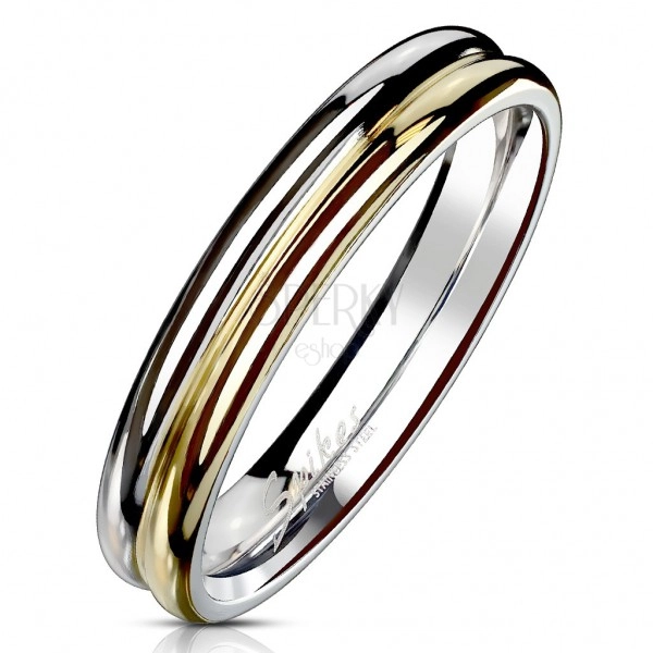 Ring aus 316L Stahl – zweifarbiger Ring mit Rillen in der Mitte, 4 mm