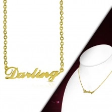 Halskette in goldener Farbe, 316L Stahl, Kette und Anhänger – die Aufschrift Darling