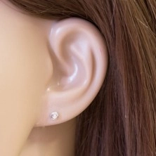 14K Weißgold Ohrringe – Kreis mit einem Diamanten in der Mitte