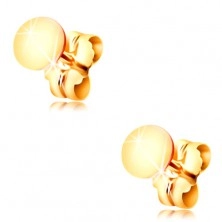 14K Gelbgold Ohrringe – glänzender flacher Kreis, Ohrsteckerverschluss