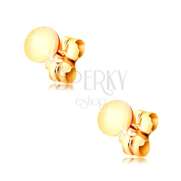 14K Gelbgold Ohrringe – glänzender flacher Kreis, Ohrsteckerverschluss