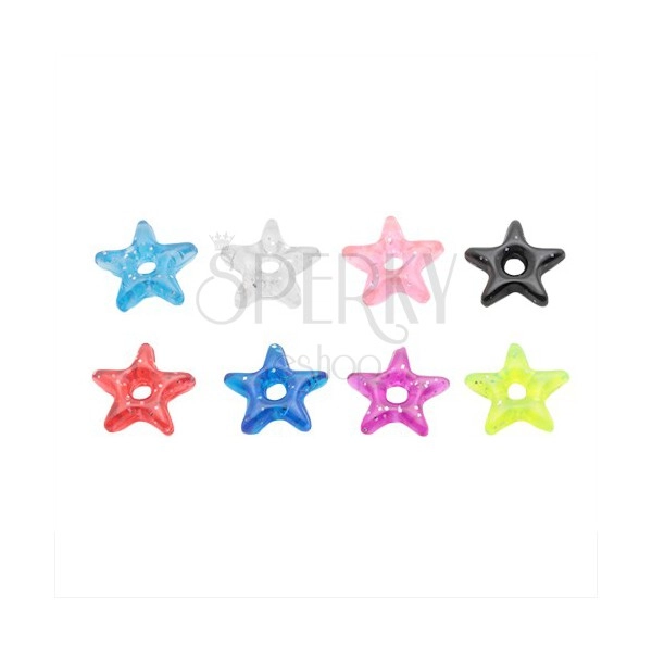 Anhänger für Piercing - Farbiger Acryl-Stern mit Glittern 
