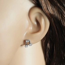 925 Silber Ohrringe – Achtelnoten geschmückt mit klaren Zirkonen