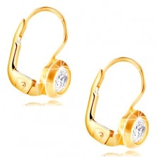 14K Gold Ohrringe – geschliffener klarer Zirkon in einer glänzenden Fassung, 4 mm