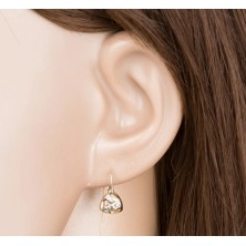 14K Gelbgold Ohrringe – zweifarbiges gebogenes Dreieck mit Einschnitten