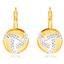 585 Gold Ohrringe – Kreis mit Linien aus Zirkonen und einem Einschnitt in der Mitte