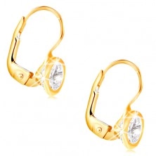 585 Gold Ohrringe – geschliffener klarer Zirkon in einer glänzenden Fassung, 5 mm