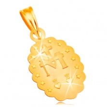 Anhänger aus 18K Gelbgold - ovales Medaillon, Jungfrau Maria, beiderseitig