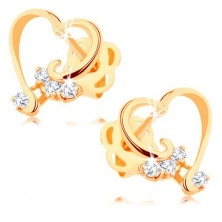 Brillant Ohrringe aus 14K Gold – glänzender Herzumriss, klare Diamanten