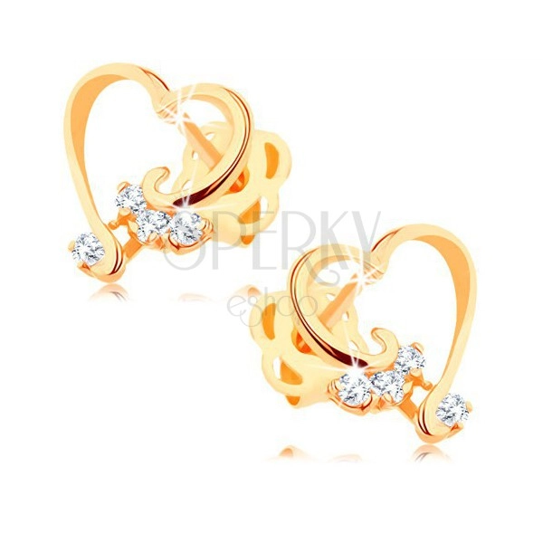 Brillant Ohrringe aus 14K Gold – glänzender Herzumriss, klare Diamanten
