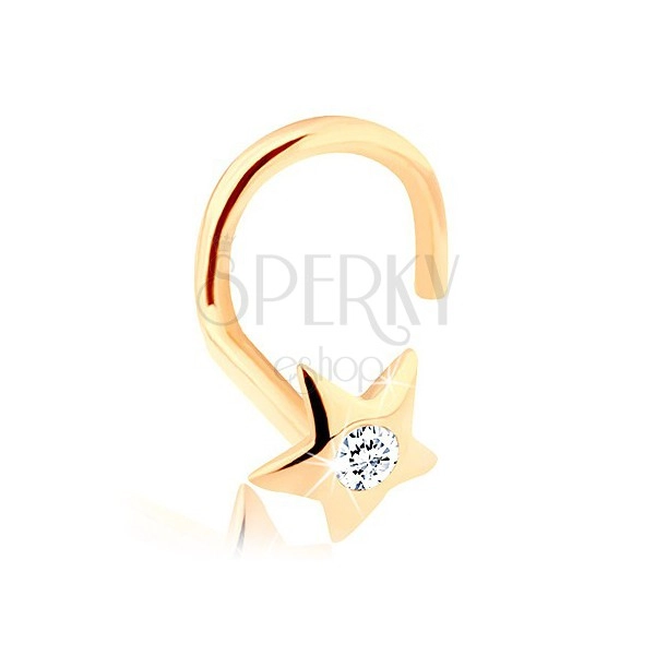 585 Gold Diamant Nasenpiercing – glitzernder Stern mit einem Brillanten