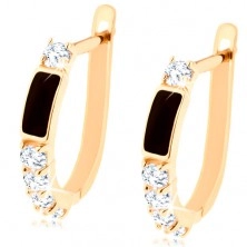 Brillant Ohrringe aus 585 Gold – schwarzes Rechteck, klare runde Diamanten