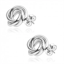 925 Silber Ohrringe, glänzender Knoten aus drei Kreisen, Ohrstecker