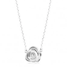 925 Silber Halskette, glänzende Kette, Rosenblüte