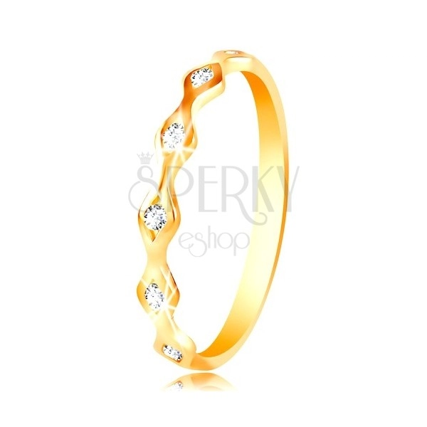 Ring aus 14K Gelbgold - glänzende Körner mit eingebetteten Zirkonen in klarer Farbe