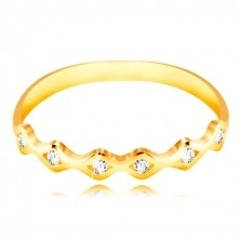 Ring aus 14K Gelbgold - glänzende Körner mit eingebetteten Zirkonen in klarer Farbe