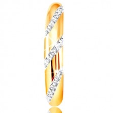 14K Gold Ring mit abgerundeter Oberfläche und schrägen Zirkon Linien