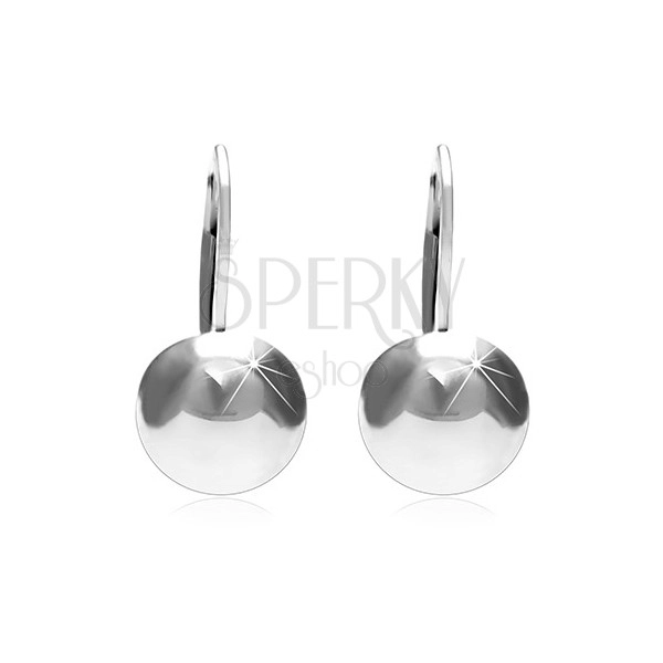 925 Silber Ohrringe, glänzende und glatte Halbkugel, 10 mm