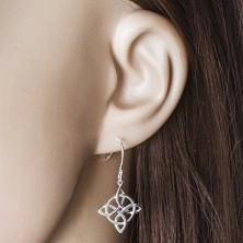 925 Silber Ohrringe, Kreis mit einem keltischen Knoten verflochten, Haken