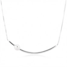 Einstellbare Halskette – 925 Silber, dünner Bogen mit einer Kugel, eckige Kette