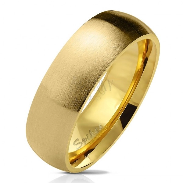 Ring aus Chirurgenstahl in goldener Farbe, matte gewölbte Oberfläche, 6 mm