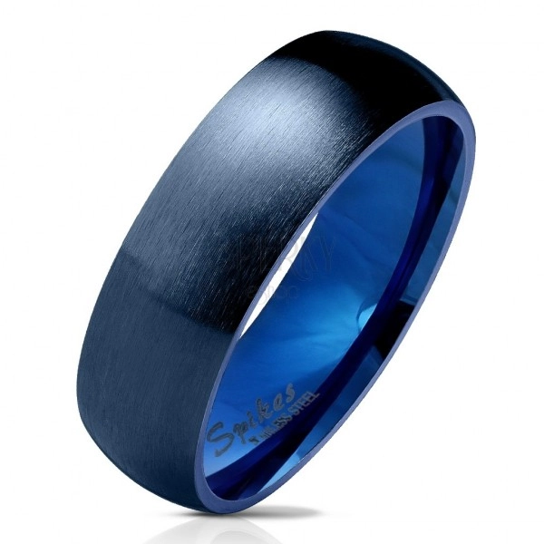 Stahl Ring in dunkelblauer Ausführung, matte and abgerundete Oberfläche, 6 mm