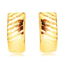 585 Gelbgold Ohrringe - Bogen mit schrägen Einschnitten, Damenverschluss