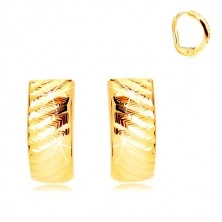 585 Gelbgold Ohrringe - Bogen mit schrägen Einschnitten, Damenverschluss