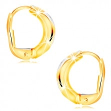 Kombinierte 14K Gold Ohrringe – breiterer Bogen mit Streifen und Gitter