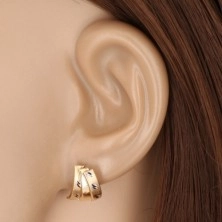 Kombinierte 14K Gold Ohrringe - drei Halb-Bogen und Körner, Ohrstecker