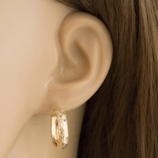 Creolen aus 14K Gold - Perlen aus Weißgold, kleine Kerben