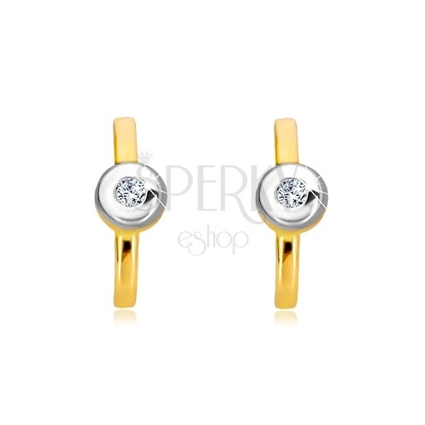 14K Gold Diamantohrringe - Streifen mit einem Brillanten in einer Fassung aus Weißgold