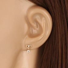 Brillant 14K Gelbgold Ohrringe - Herzkontur mit Diamanten