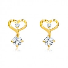 Brillant 14K Gelbgold Ohrringe - Herzkontur mit Diamanten