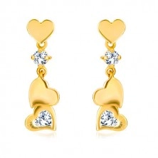 Diamant Ohrringe aus 585 Gold - kleines symmetrisches Herz mit Anhänger