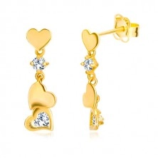 Diamant Ohrringe aus 585 Gold - kleines symmetrisches Herz mit Anhänger